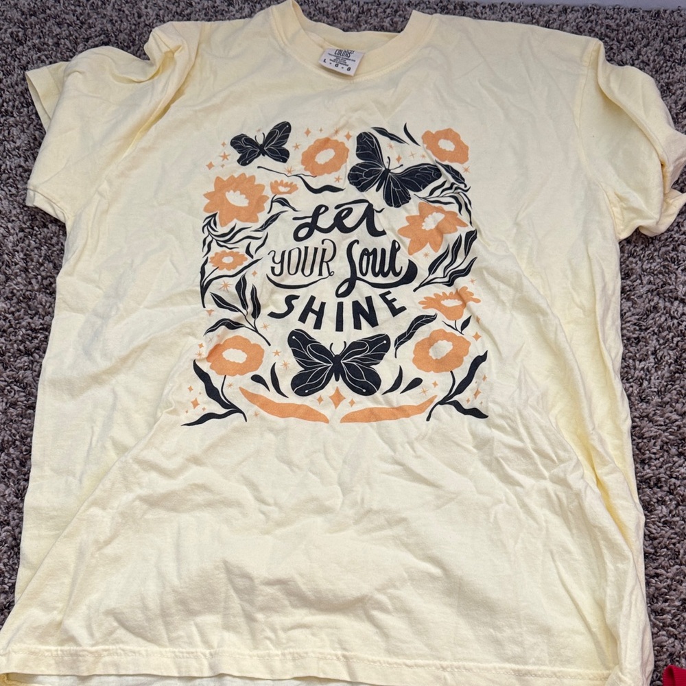 Comfort Colors Yellow Tee with Black and Orange Design